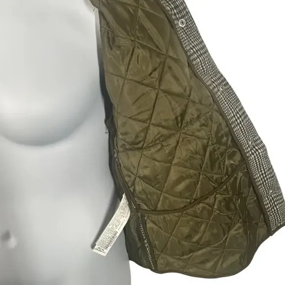 Zara Boxy Plaid Coat Jacket Medium Green Gray Check Button Front Utility Pockets - Picture 7 of 12